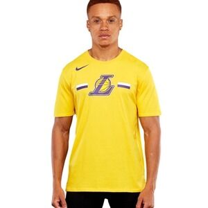 Nike Mens Los Angeles Lakers NBA Dri-FIT Athletic Cut T-Shirt Yellow Medium